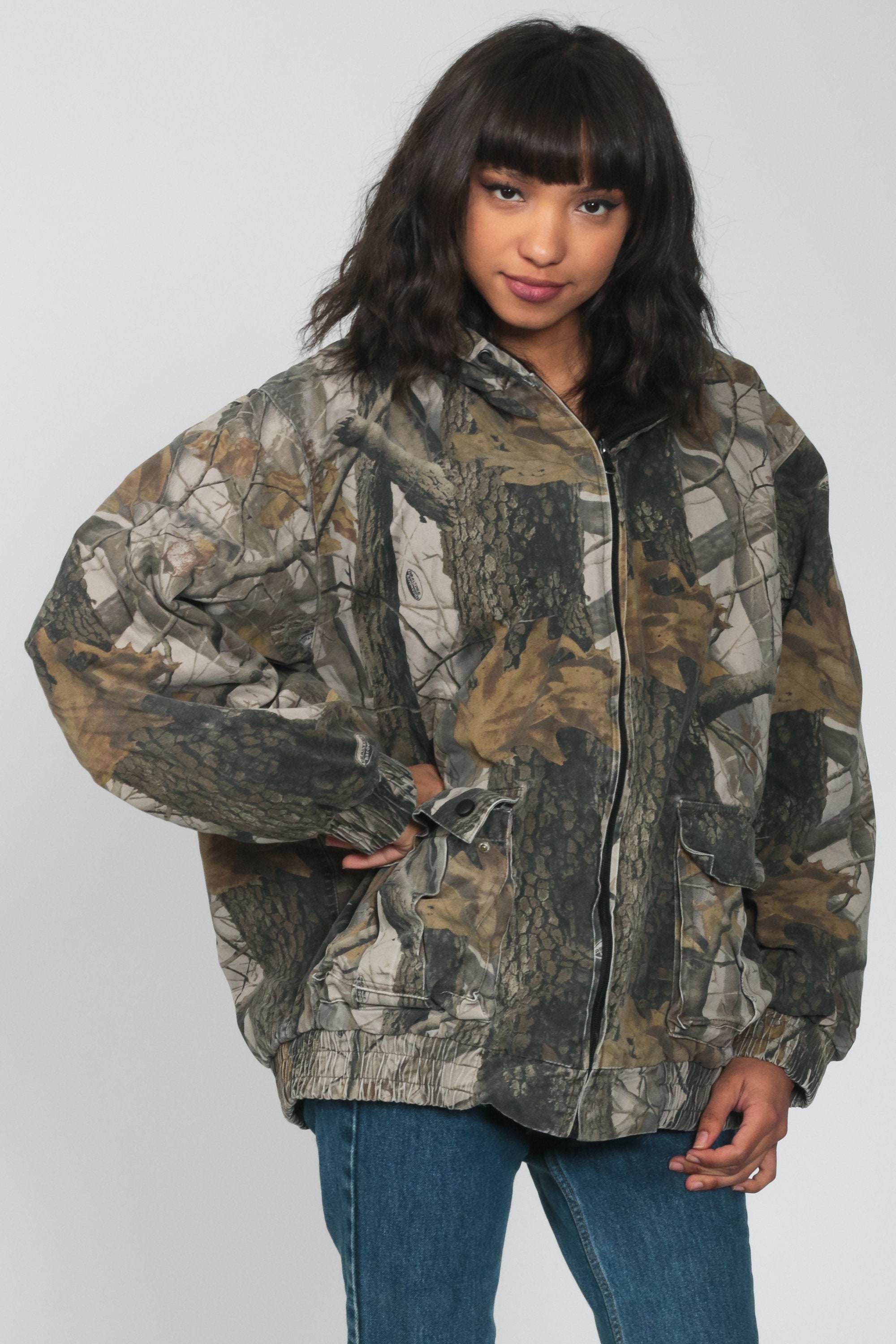 Camouflage Jacket Hooded Hunting Jacket Realtree Hardwood Jacket 90s