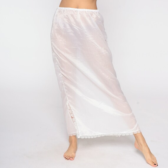 Sheer White Skirt 70s Slip Skirt Hippie Skirt Max… - image 5