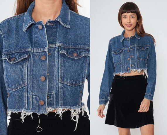 クロップド デニム ジャケット 90年代 ほつれ ラスター ジーンズ