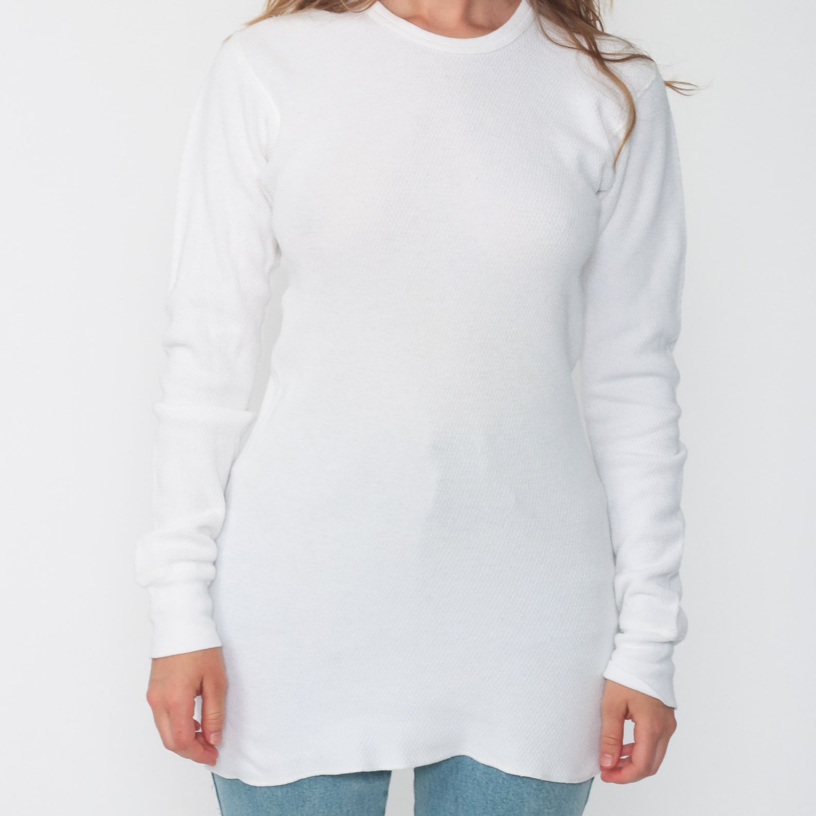 White Thermal Shirt 80s Long Sleeve Undershirt WAFFLE KNIT Etsy