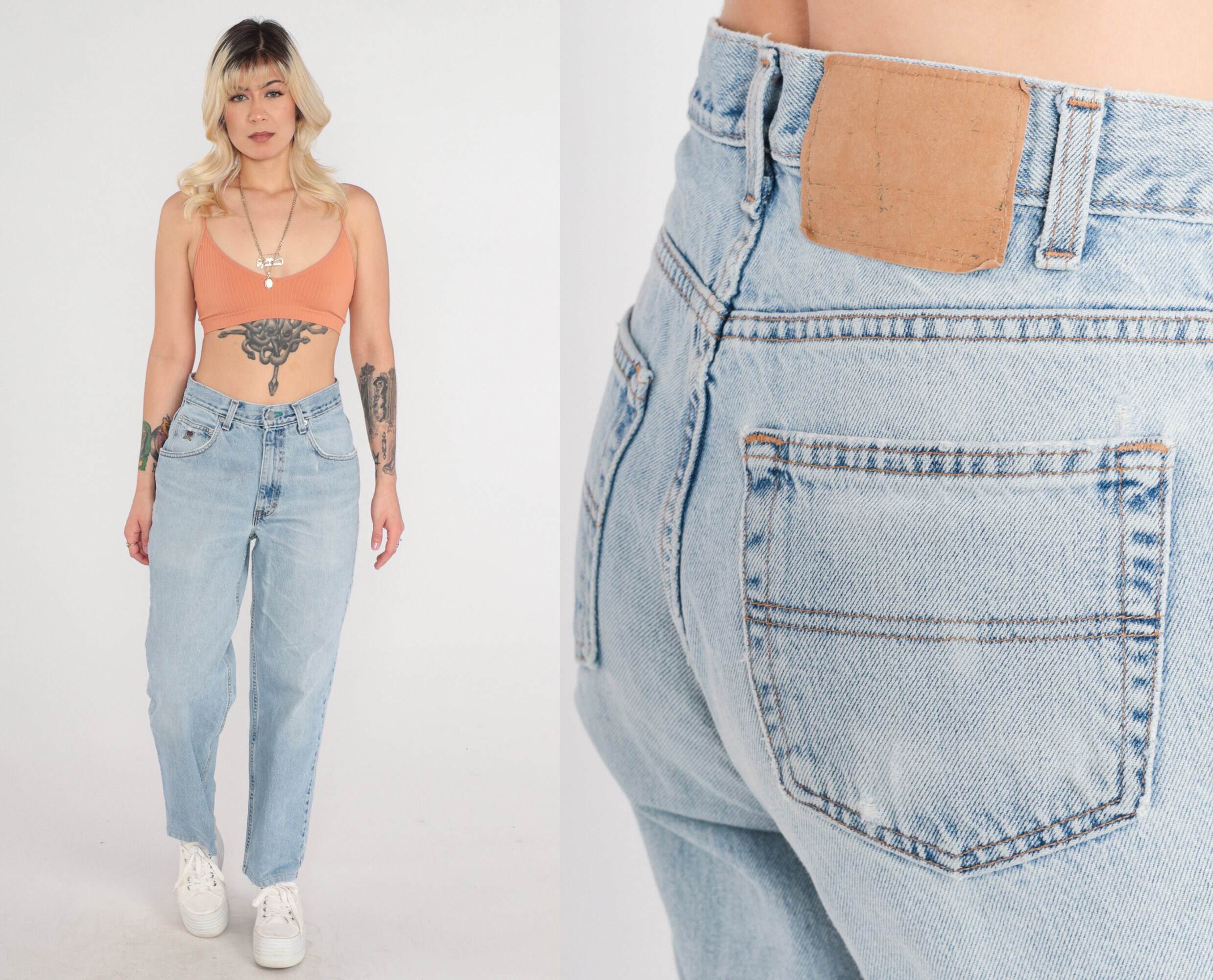 TOMMY JEANS - Women's Mom jeans with all-over logo print - Size 