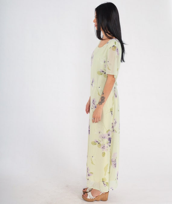Green Floral Dress Y2k Ankle Length Maxi Dress Sh… - image 5