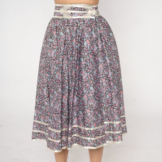 Vintage Gunne Sax Skirt 70s Floral Prairie Skirt Calico Midi Skirt Bohemian Hippie Retro Lace Cottagecore Boho High Waisted 1970s Small 26