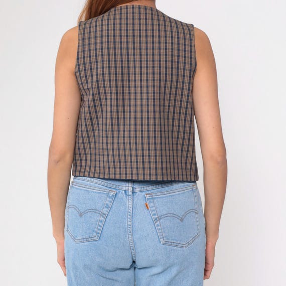 90s Reversible Patchwork Vest Vintage Chambray Pl… - image 6