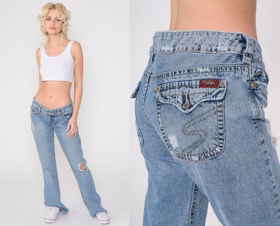 Y2K Flared Jeans Low Rise Jeans 00s Distressed Denim Bell Y2K Flared Jeans Low Rise Jeans 00s Distressed Denim Bell