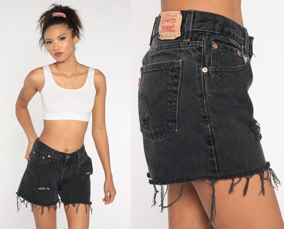 Black Levis 550 Shorts Y2K Denim Cut Offs Ripped … - image 1