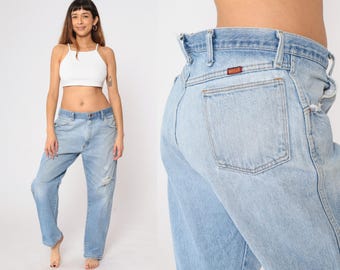 90s Rustler Jeans Ripped Straight Leg Jeans High Rise Denim Pants Blue Distressed Faded Jeans Retro Streetwear Vintage 38 x 30