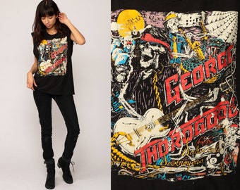 George Thorogood Shirt Vintage Band TShirt THE DESTROYERS 1989 Tour Skeleton Band Tank Top 80s Rock t shirt Concert 1980s Medium Large