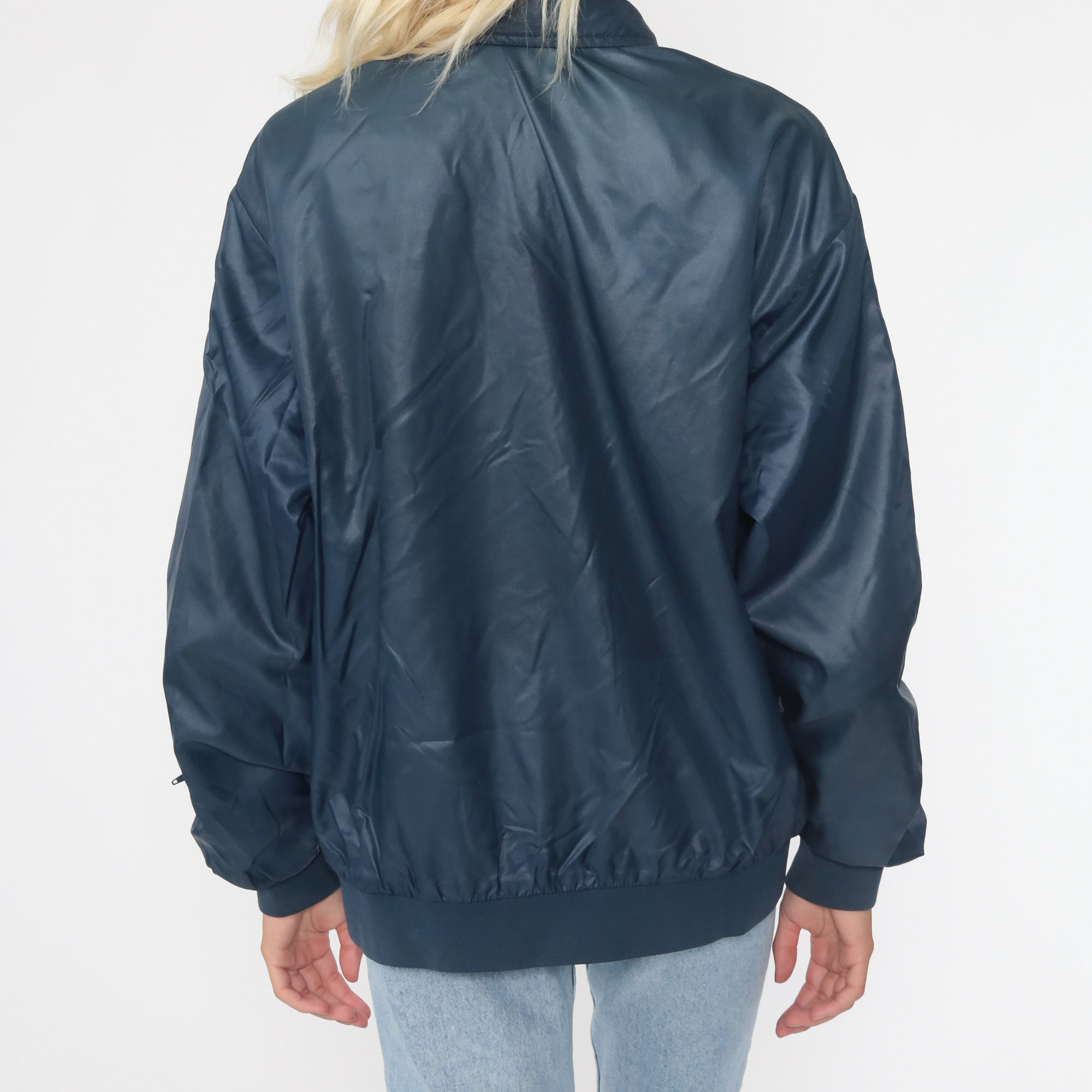  Lacoste  Jacket  80s Windbreaker Bomber  Jacket  Hooded Navy 