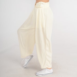 90s Hammer Pants Cream Baggy Tapered Trousers Slacks High Waisted Pants Retro Harem Pants Vintage 1990s Small