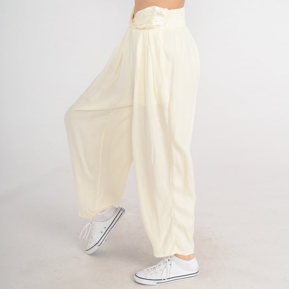90s Hammer Pants Cream Baggy Tapered Trousers Slacks High Waisted Pants Retro Harem Pants Vintage 1990s Small