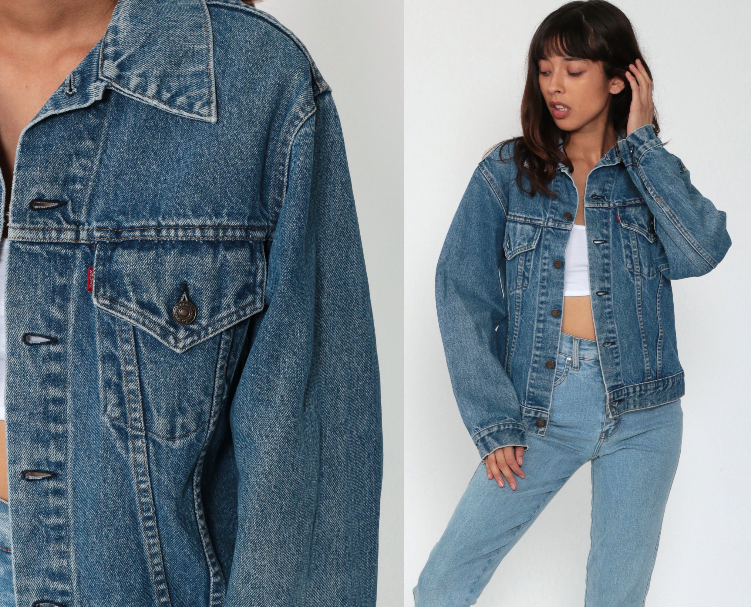 Levi Jean Jacket USA Made -- Button Up 80s Denim Jacket Levis Jacket 90s  Blue Vintage Oversized Biker Grunge Trucker Small Medium