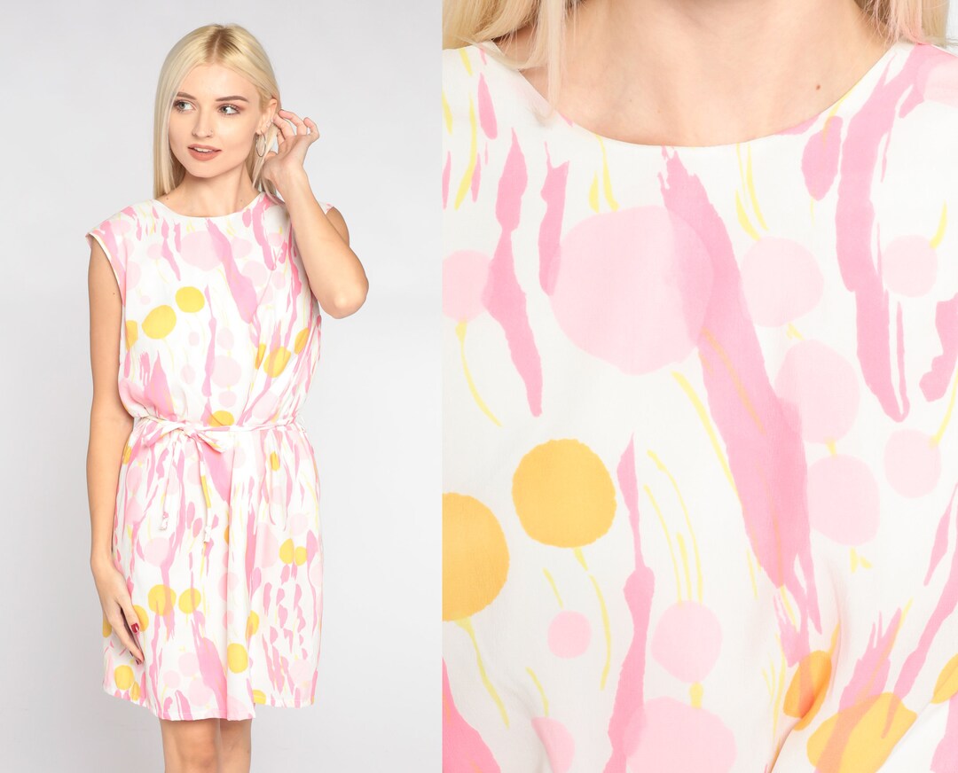 Short Sixty Dress Pink Retro Print main image 1