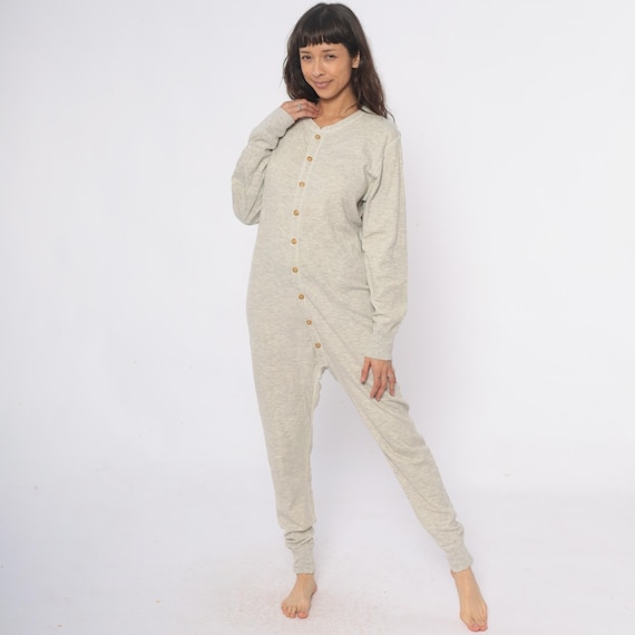 Duofold Union Suit 80s Thermal Onesie Long Johns Cream Beige Cotton Wool Drop Seat Waffle Knit Grandpacore Loungewear Vintage Medium M
