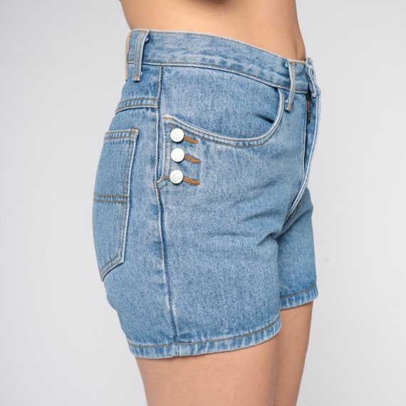 90s Denim Shorts Cest Toi Jean Shorts High Waisted Blue Summer Shorts Grunge Retro Boho Hipster Button Short Shorts Vintage 1990s Small S 28