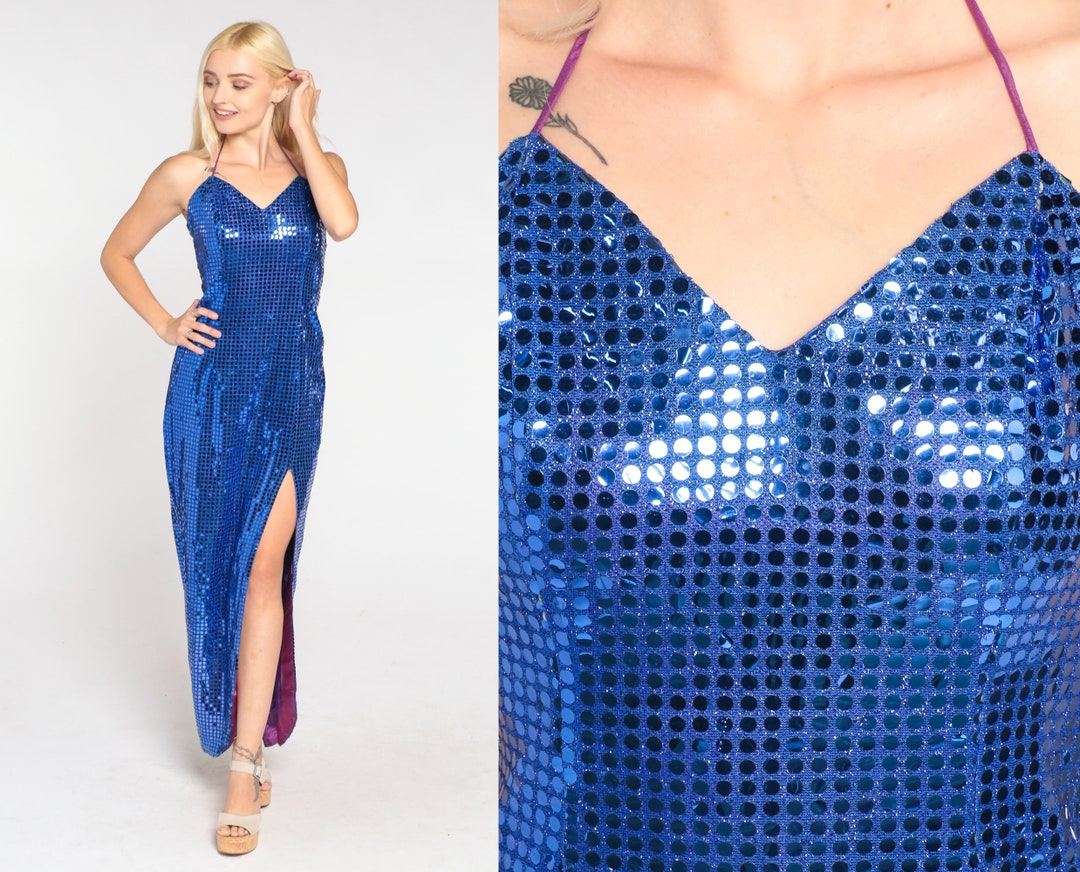 blue-sequin-gown-90s-sparkly-party-maxi-dress-sleeveless-etsy
