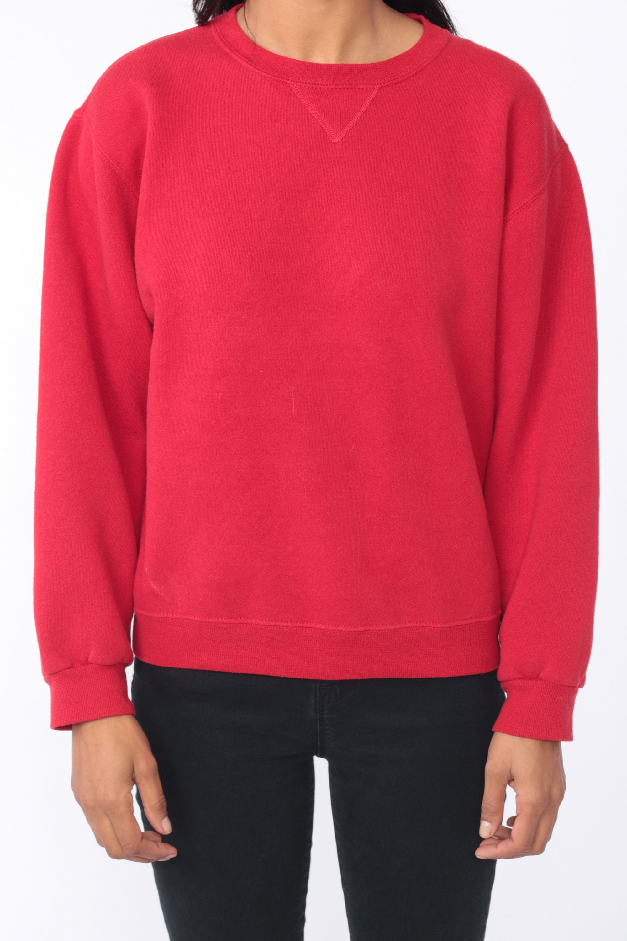 Russell Sweatshirt 90s Sweatshirt Red Crewneck Sweatshirt Streetwear Athletic Plain Long Sleeve 