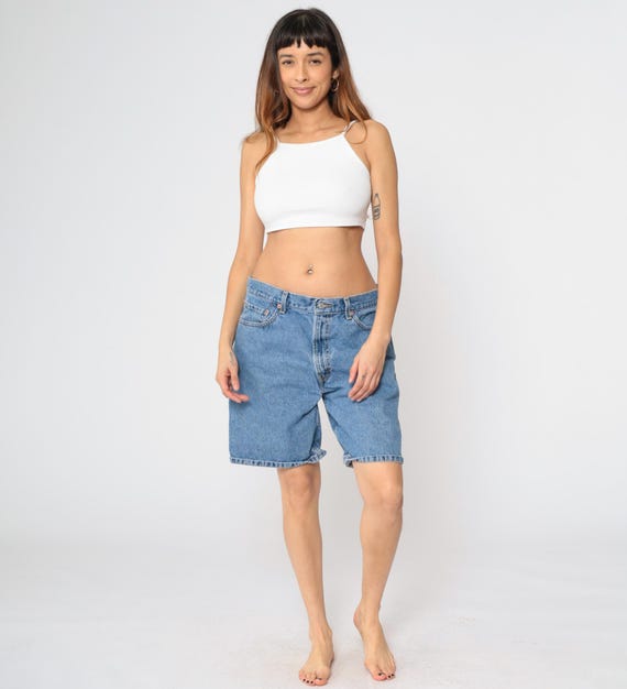 Y2K Levis Denim Shorts 550 Blue Denim Bermuda Shorts Levi Jean Shorts High Waisted Shorts 00s Vintage Men's 36 L