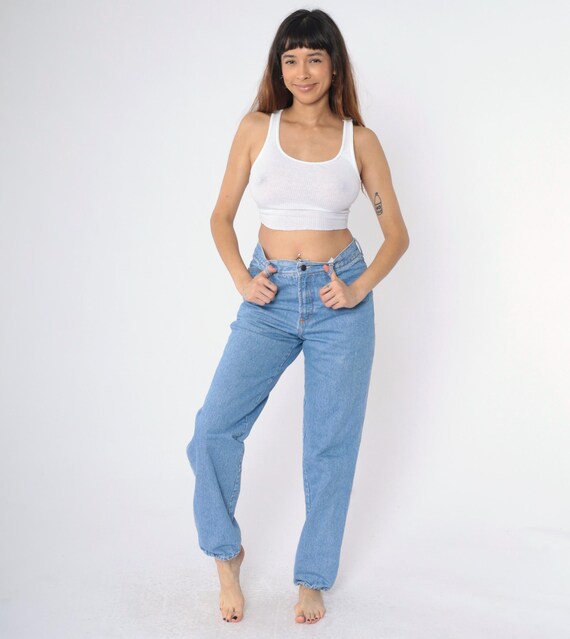 Vintage Straight Leg Jeans 30 90s Tapered Mom Jeans High Waisted Rise Retro Relaxed Denim Pants 1990s Gino Benotti Medium M
