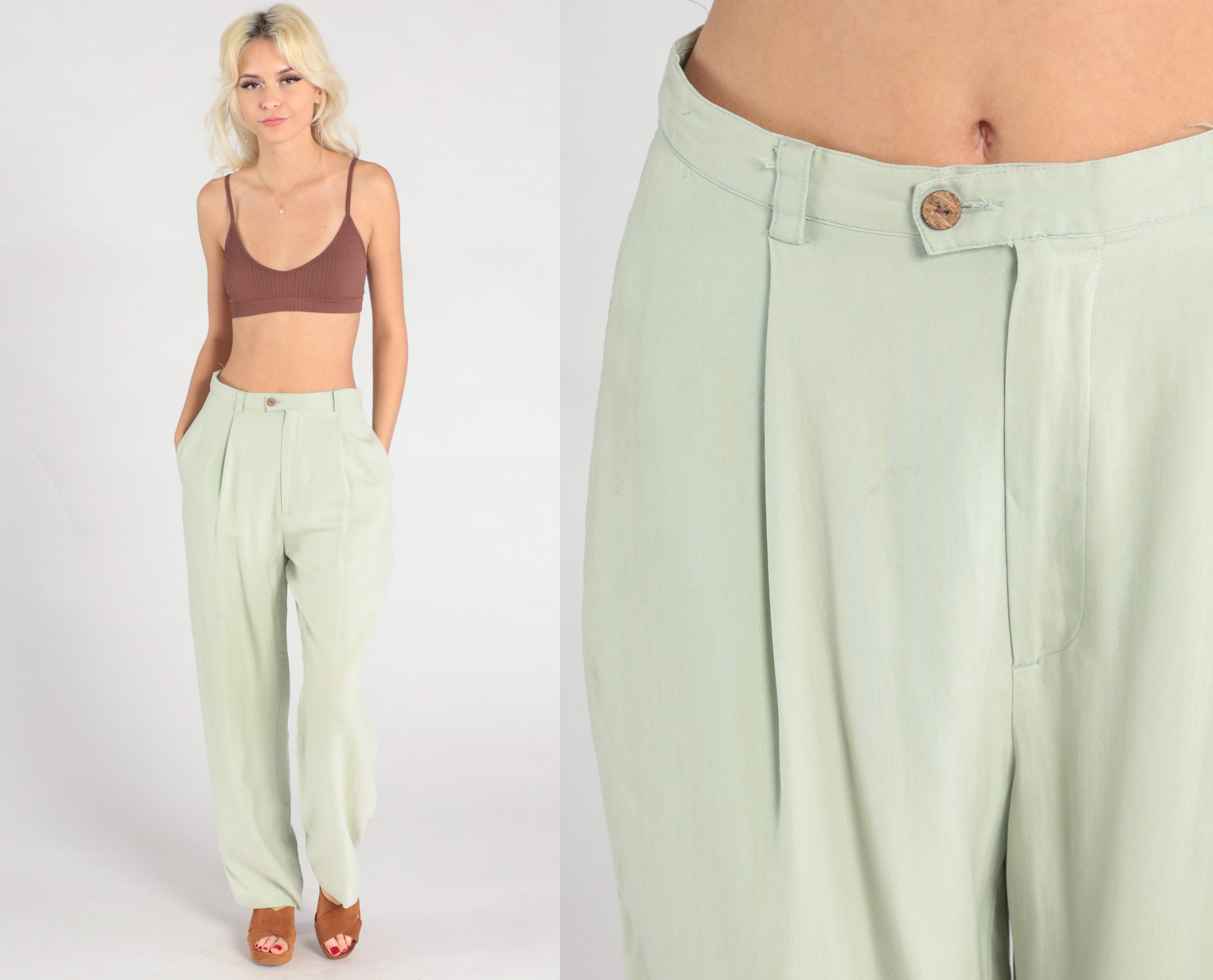 Sophisticated Company Sage Green Straight Leg Trouser Pants