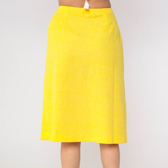 Yellow 70s Skirt Button Up Pleated Midi Skirt Fle… - image 6