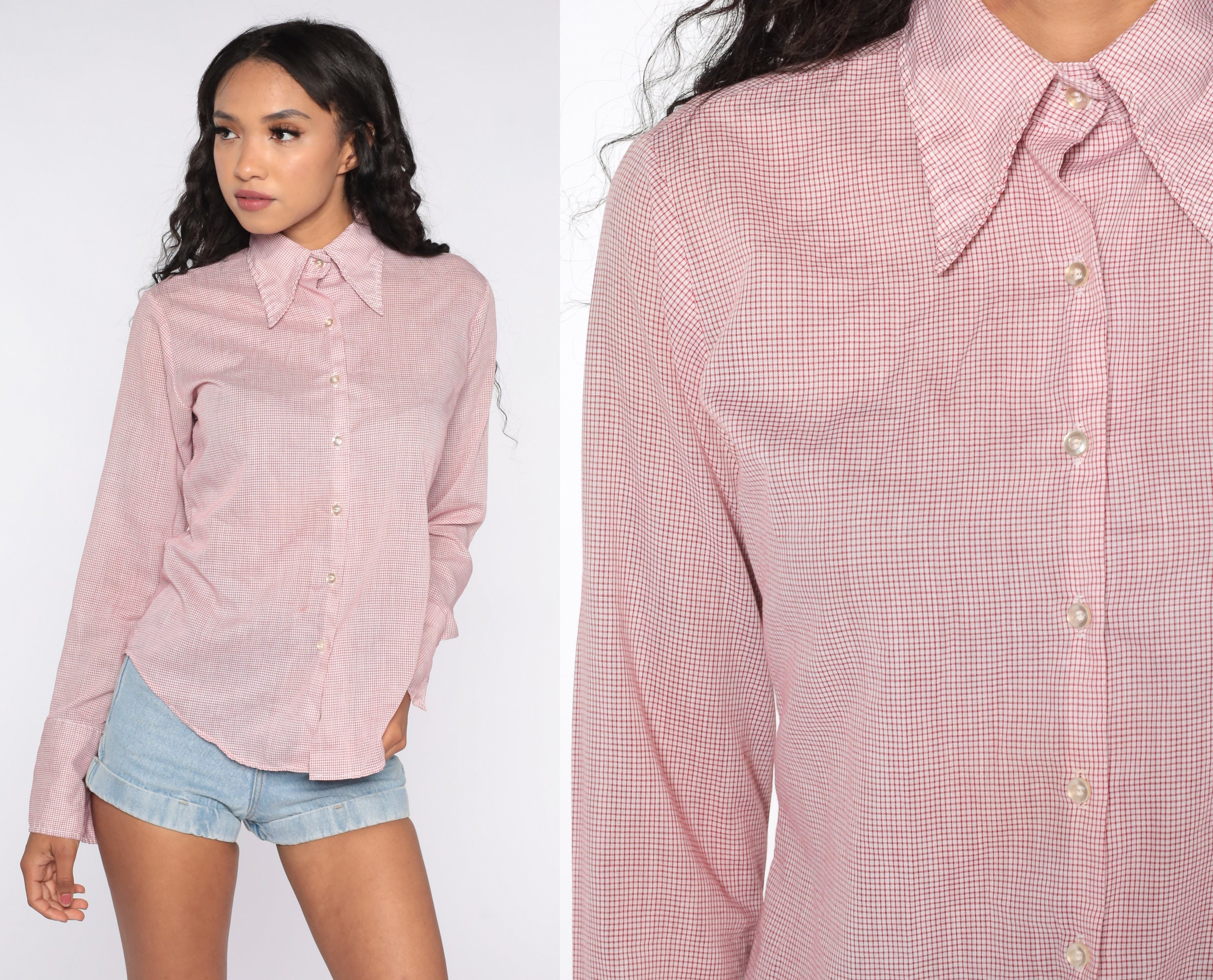 Kleding Gender-neutrale kleding volwassenen Tops & T-shirts Oxfords soft pink gingham button down shirt 