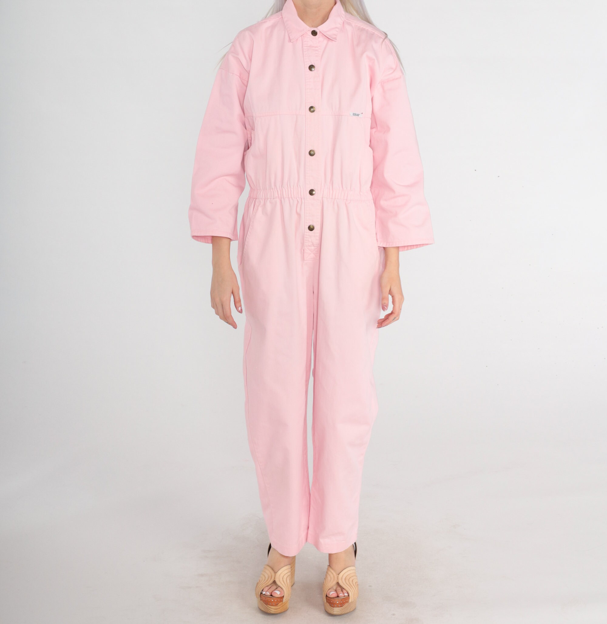 Baby Pink Jumpsuit 80s Ideas Coveralls Button up Pantsuit Etsy