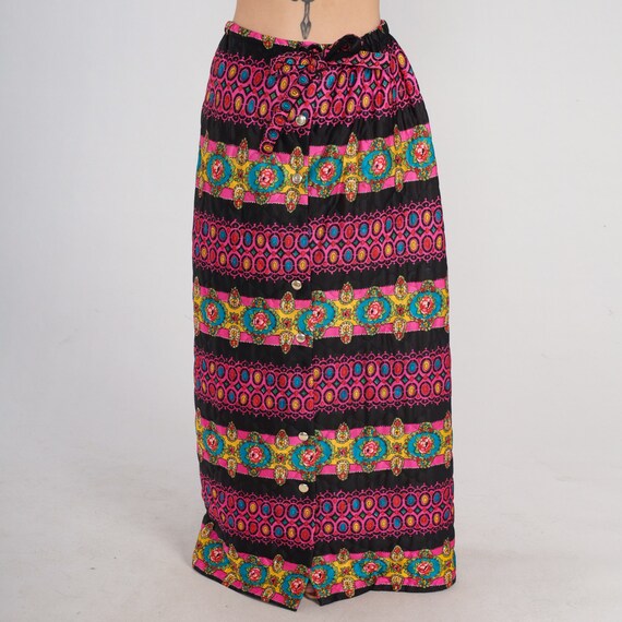 70s Maxi Skirt Floral Bohemian Skirt Long Quilted… - image 5