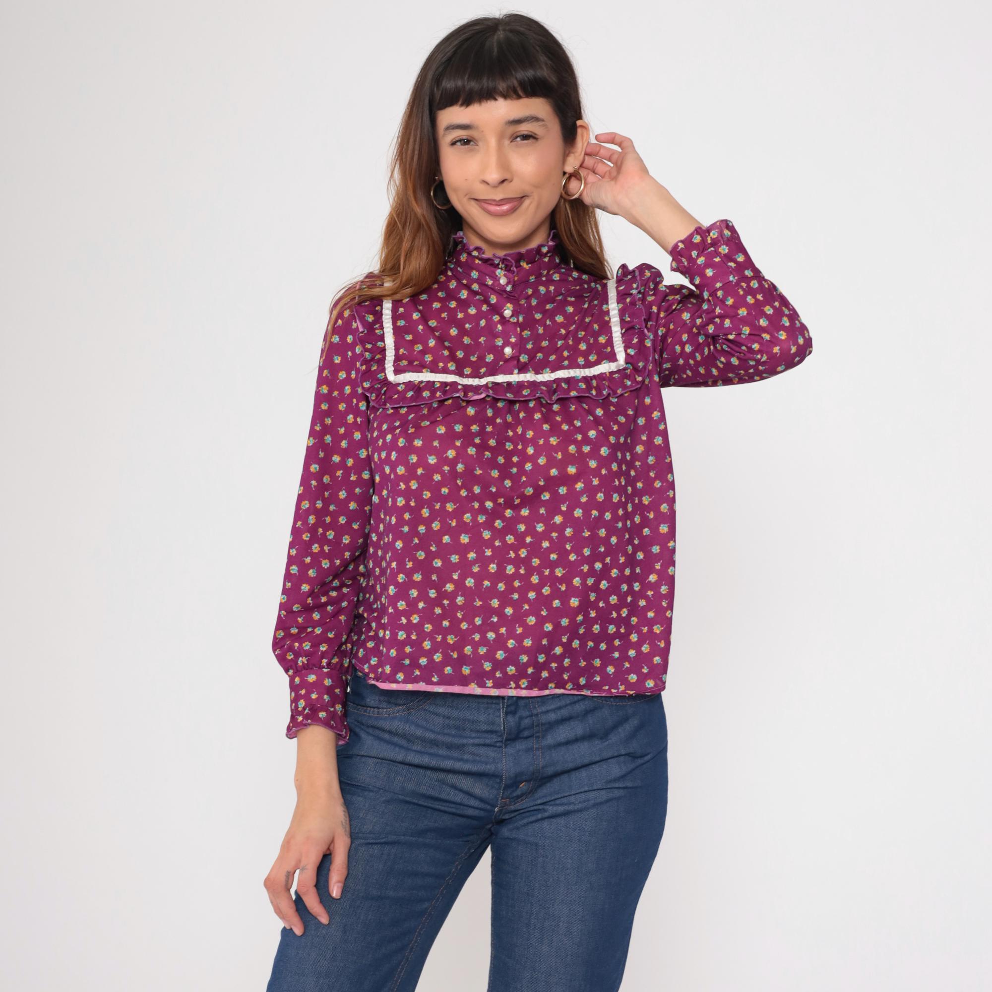 70s Floral Blouse - Etsy
