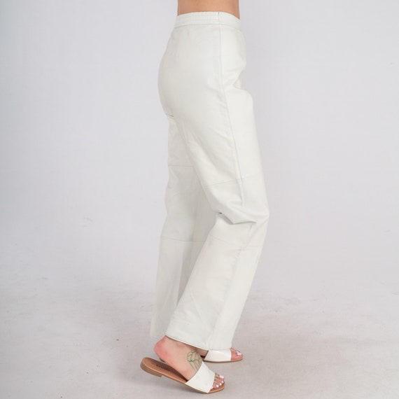White Leather Pants Y2k High Waisted Rise Pants Strai… - Gem
