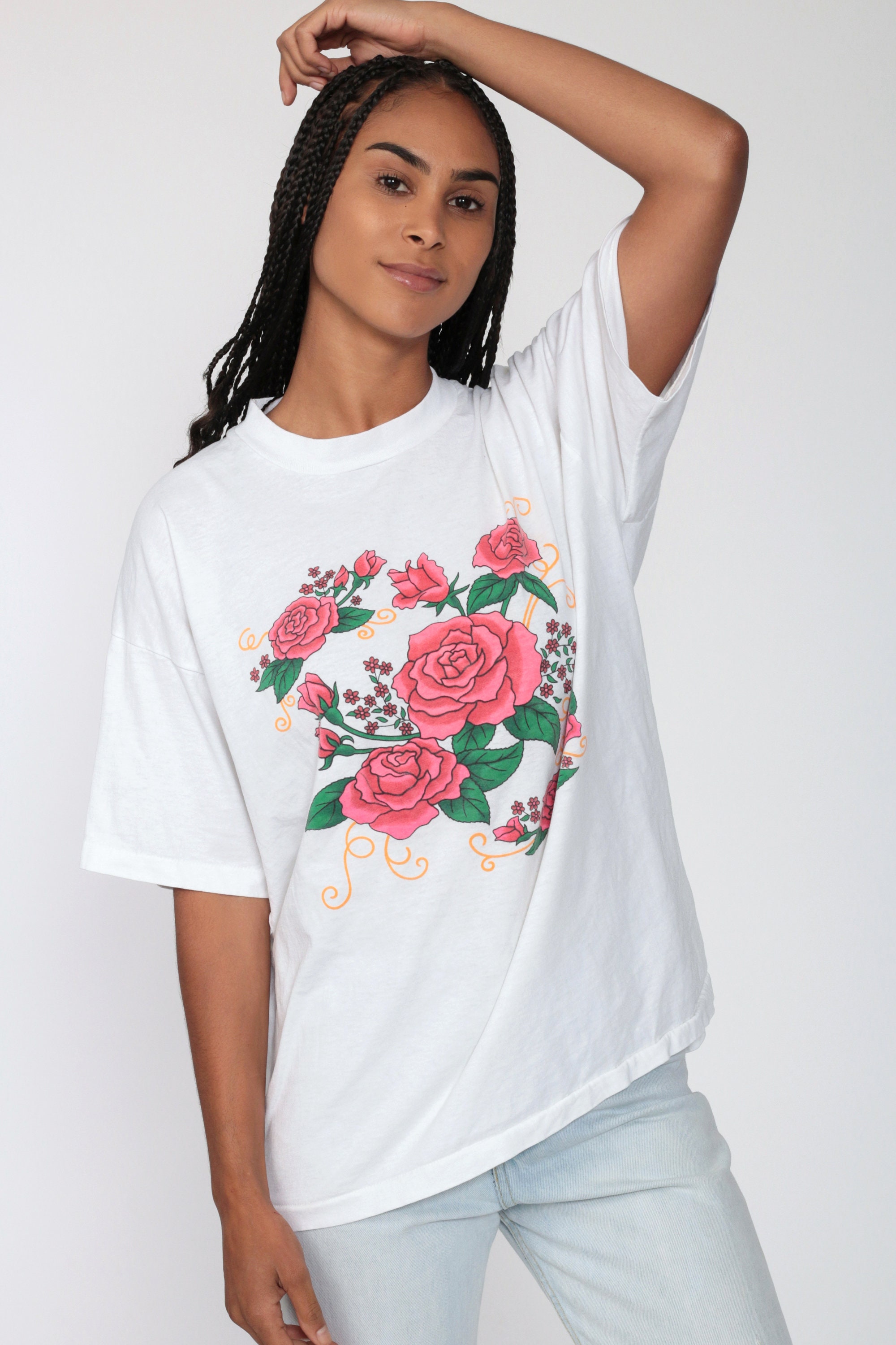 Floral Rose Shirt 90s Retro Tshirt Short Sleeve Tshirt Graphic | Etsy