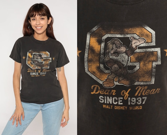 Y2K Seven Dwarfs Shirt -- Grumpy Shirt 90s Walt Disney World Tshirt Snow White Cartoon Graphic Print 00s Vintage Faded Black Small S