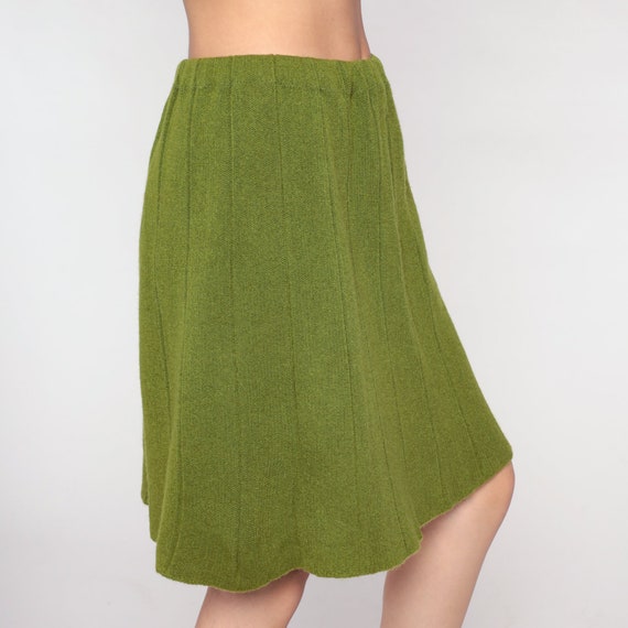 Knit Mini Skirt 70s Olive Green Ribbed Skirt High… - image 5