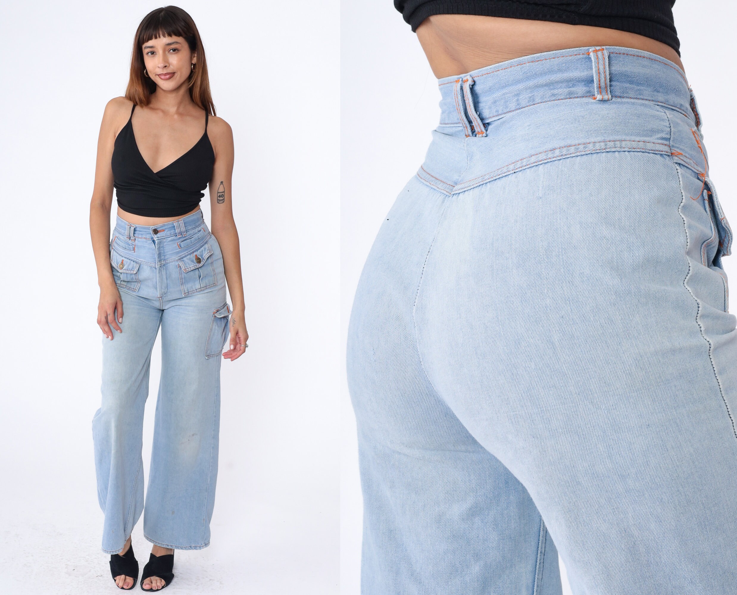 Vintage 70's DITTO Blue High Waisted Bell Bottom Jeans 