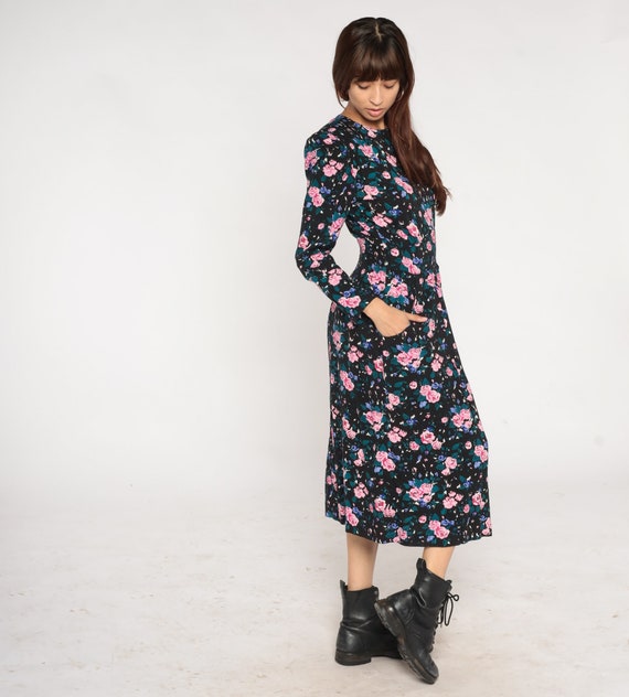 90s floral dress 90s Rose Floral Button Front Maxi Dress  Schipper Vintage