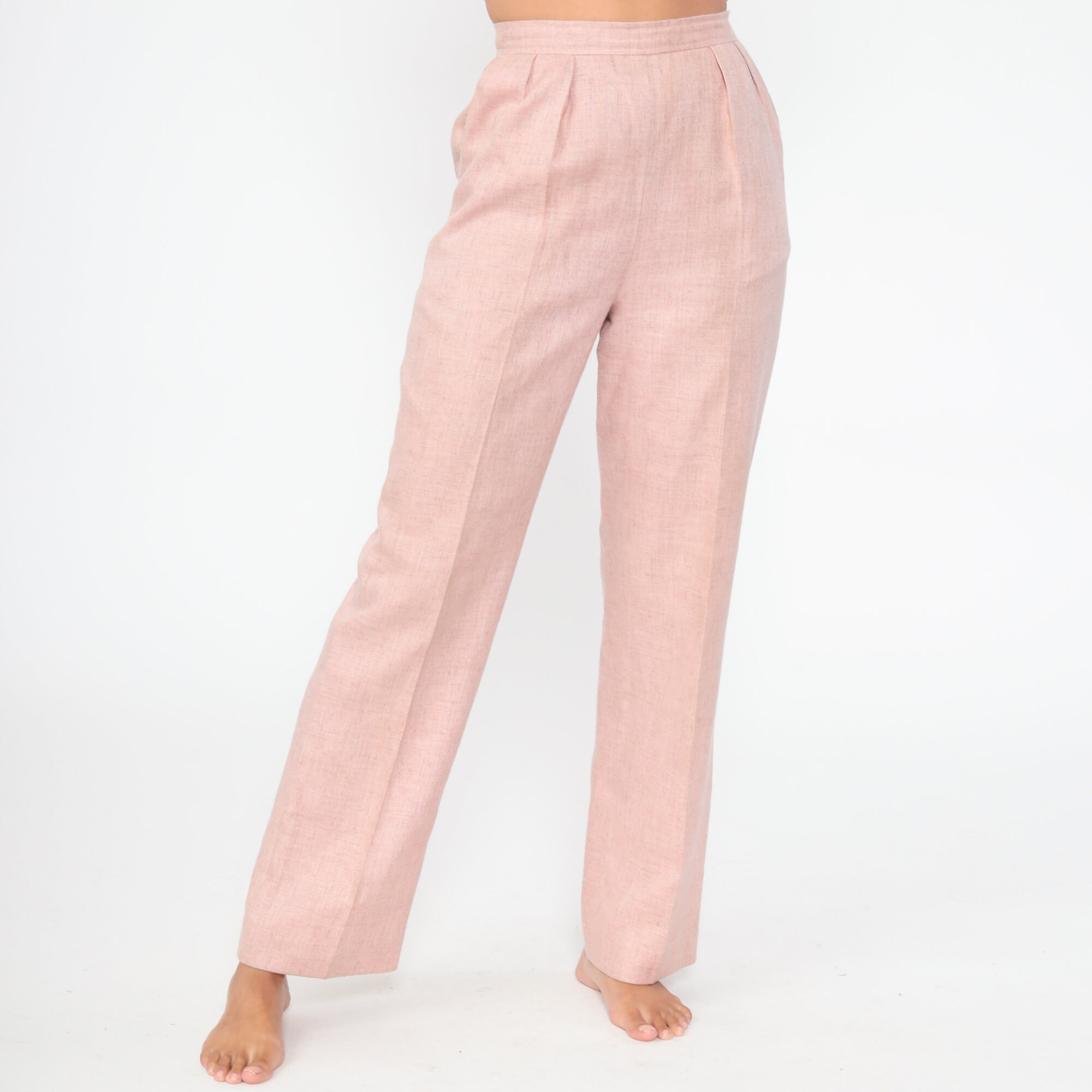 Pastel Pink Pants Pleated Trousers High Waisted Trousers 80s Etsy