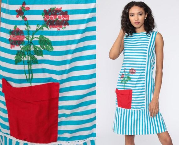 Floral Shift Dress Flower Pot Dress 60s Mod Mini B