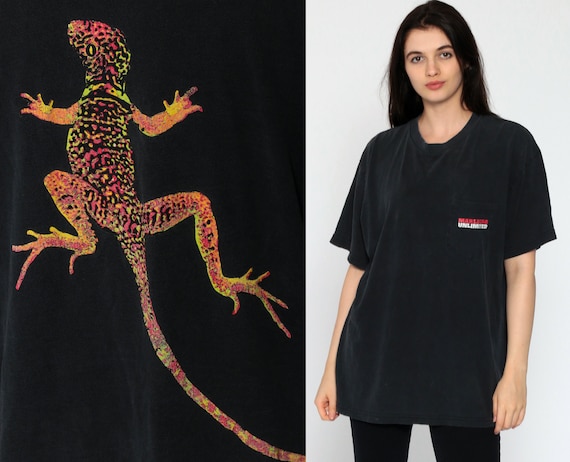 90s Marlboro Shirt Lizard 90s Cigarette Shirt Marlboro Tshirt Tobacco Gecko Smokers T Shirt 90s Vintage Retro Black Pocket Extra Large xl l