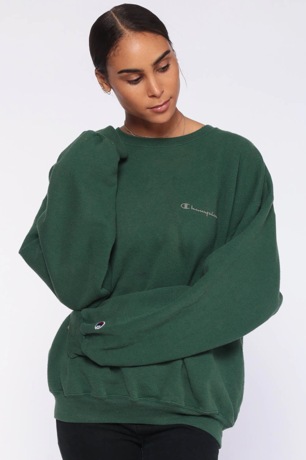 sage green champion crewneck