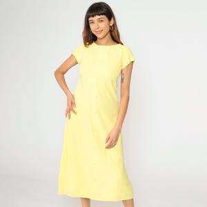 60s Mod A-Line Dress Vintage Midi Short Sleeve 1960s Gogo Sixties Twiggy Plain Summer Cocktail Small xs 2/4