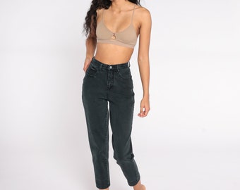 Tapered Black Jeans Vintage Mom Jeans Tapered Jeans 90s Jeans High Waisted Jeans Mom 80s Denim Pants NY Jeans Extra Small xs 2