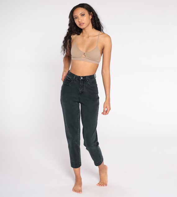 Tapered Black Jeans Vintage Mom Jeans Tapered Jeans 90s Jeans High Waisted Jeans Mom 80s Denim Pants NY Jeans Extra Small xs 2