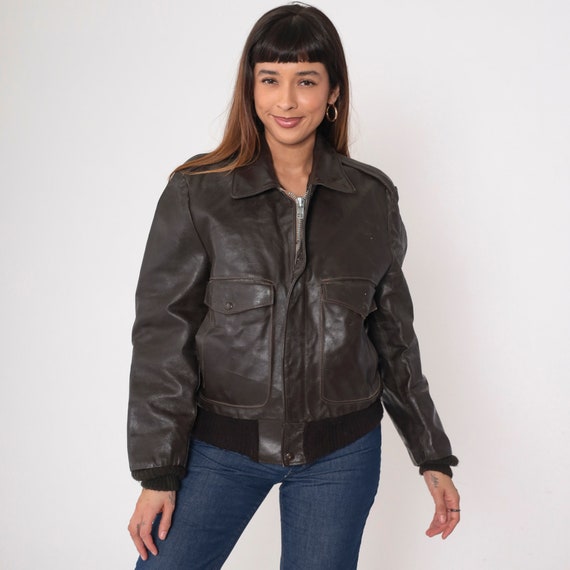 Dark Brown Leather Jacket 70s Men's Leather Moto Jacket Biker Motorcycle Flight Vintage 1970s Hippie Bohemian Small Medium