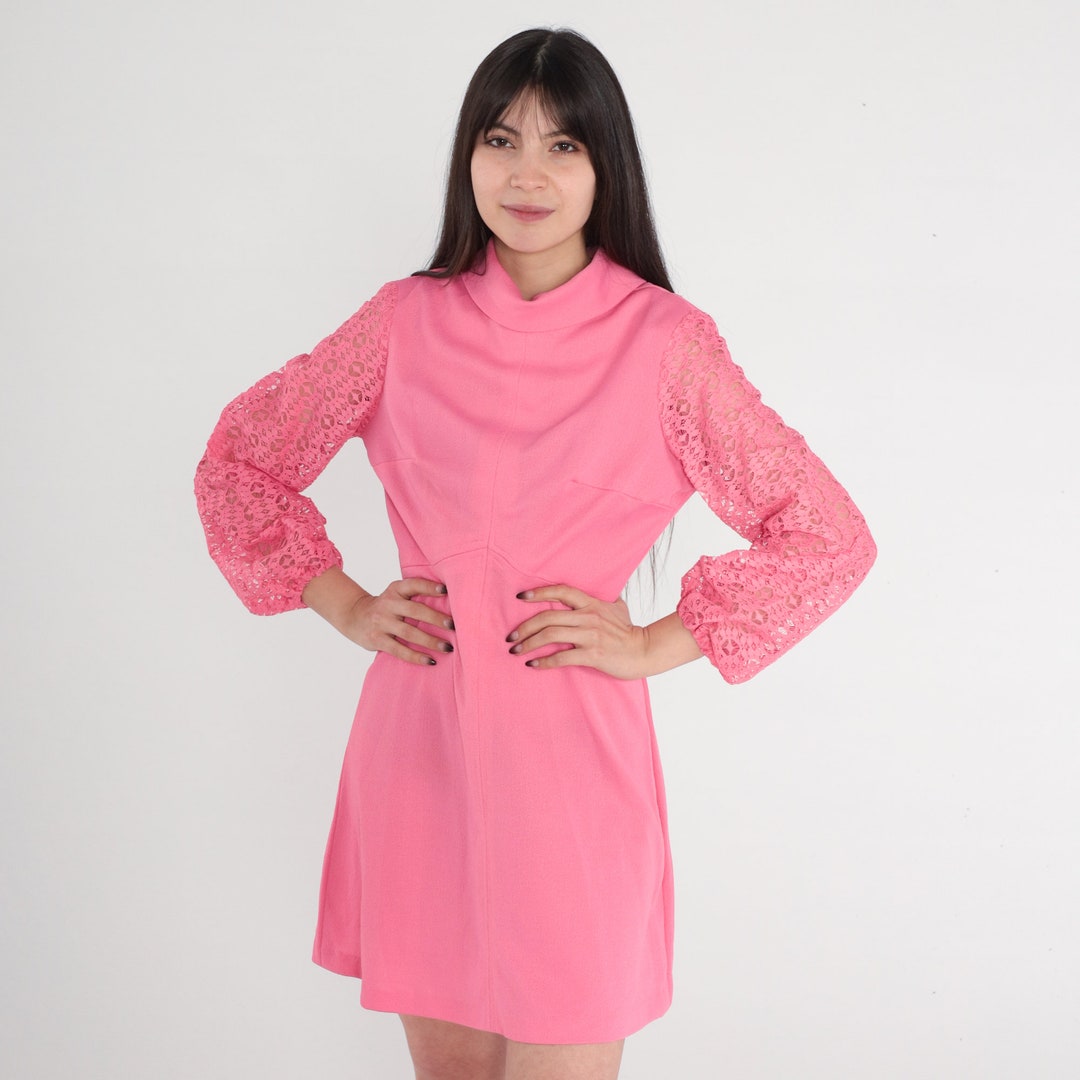 70’s Long Sleeve Pleated Mini Dress main image 0