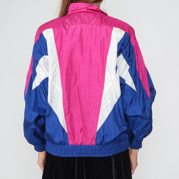 Color Block Windbreaker 90s Shiny Jacket Retro Ho… - image 6