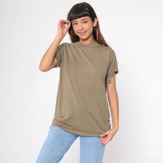 90s Brown Shirt Plain TShirt Blank Short Sleeve T Shirt Retro Tee Vintage 1990s Basic Neutral Earth Tone Top Medium