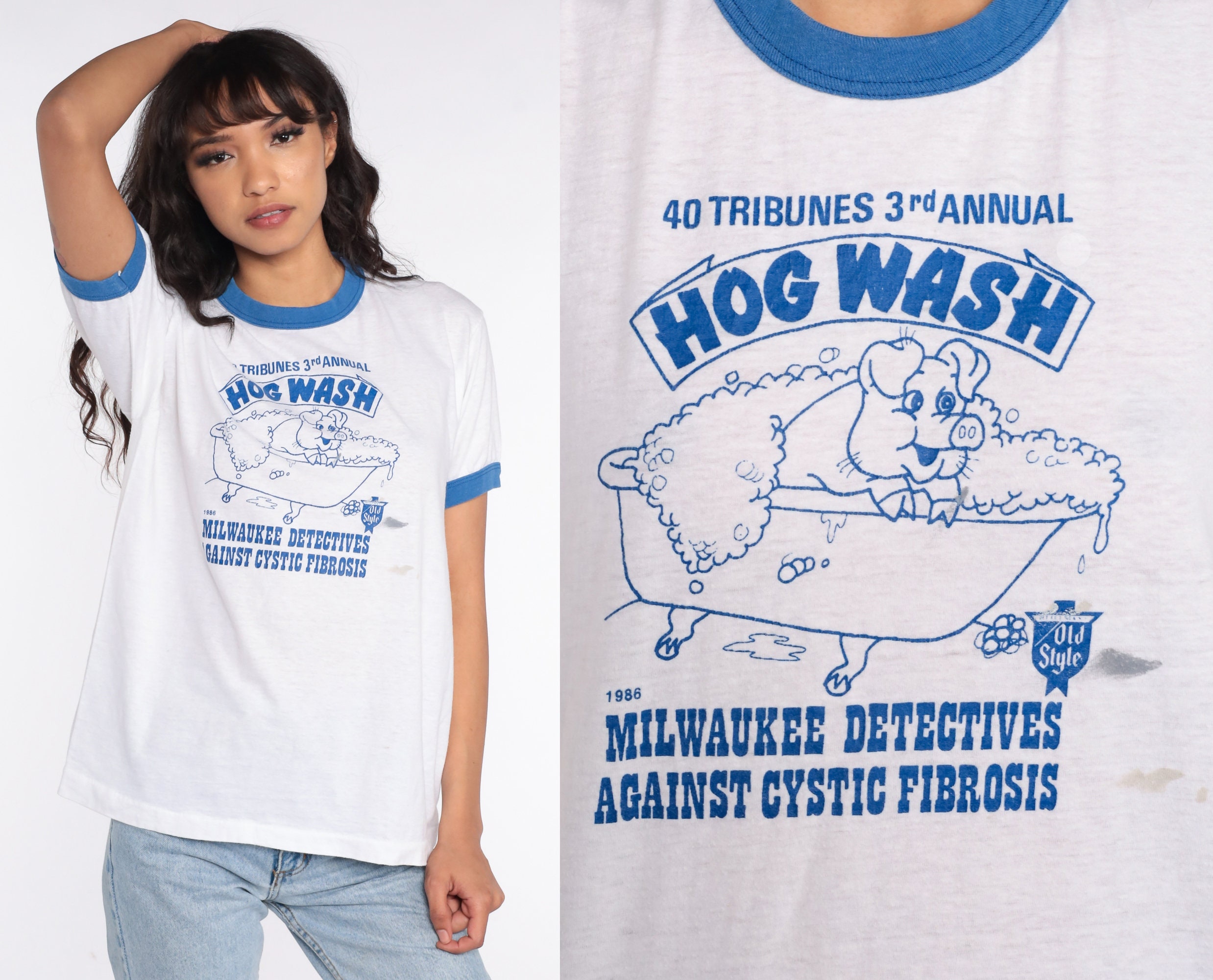 Ringer Tee Shirt Milwaukee Hog Wash 