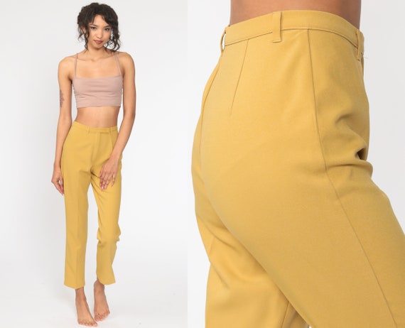 Mustard Yellow Pants 80s Benetton Trousers High Wa