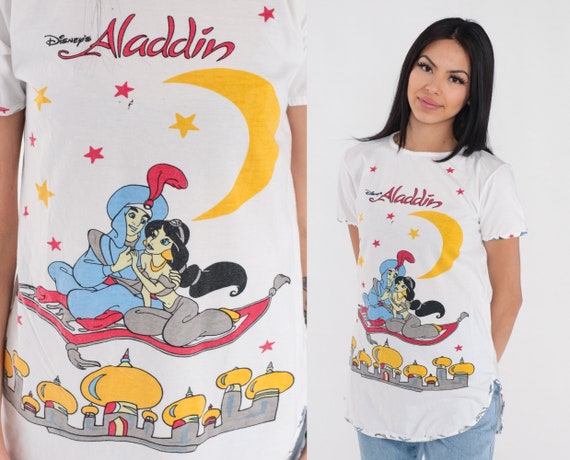 Vintage Aladdin Shirt 90s Disney Movie T-Shirt Pr… - image 1