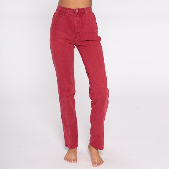 Red high sales waisted mom jeans